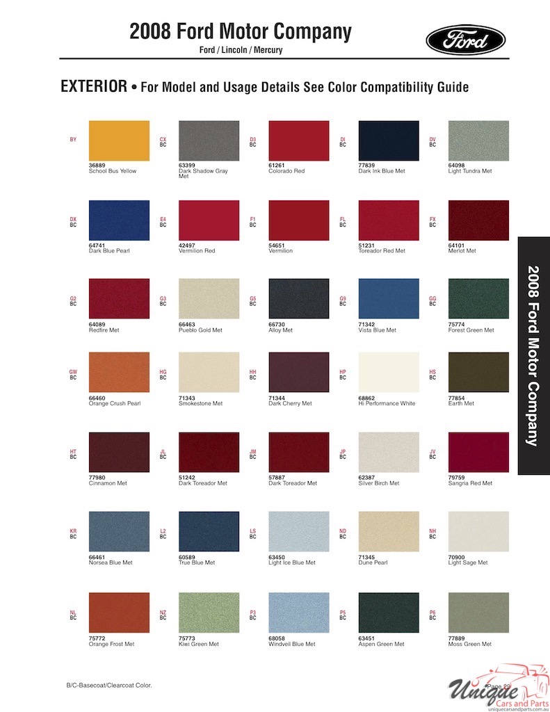 2008 Ford Paint Charts Sherwin-Williams